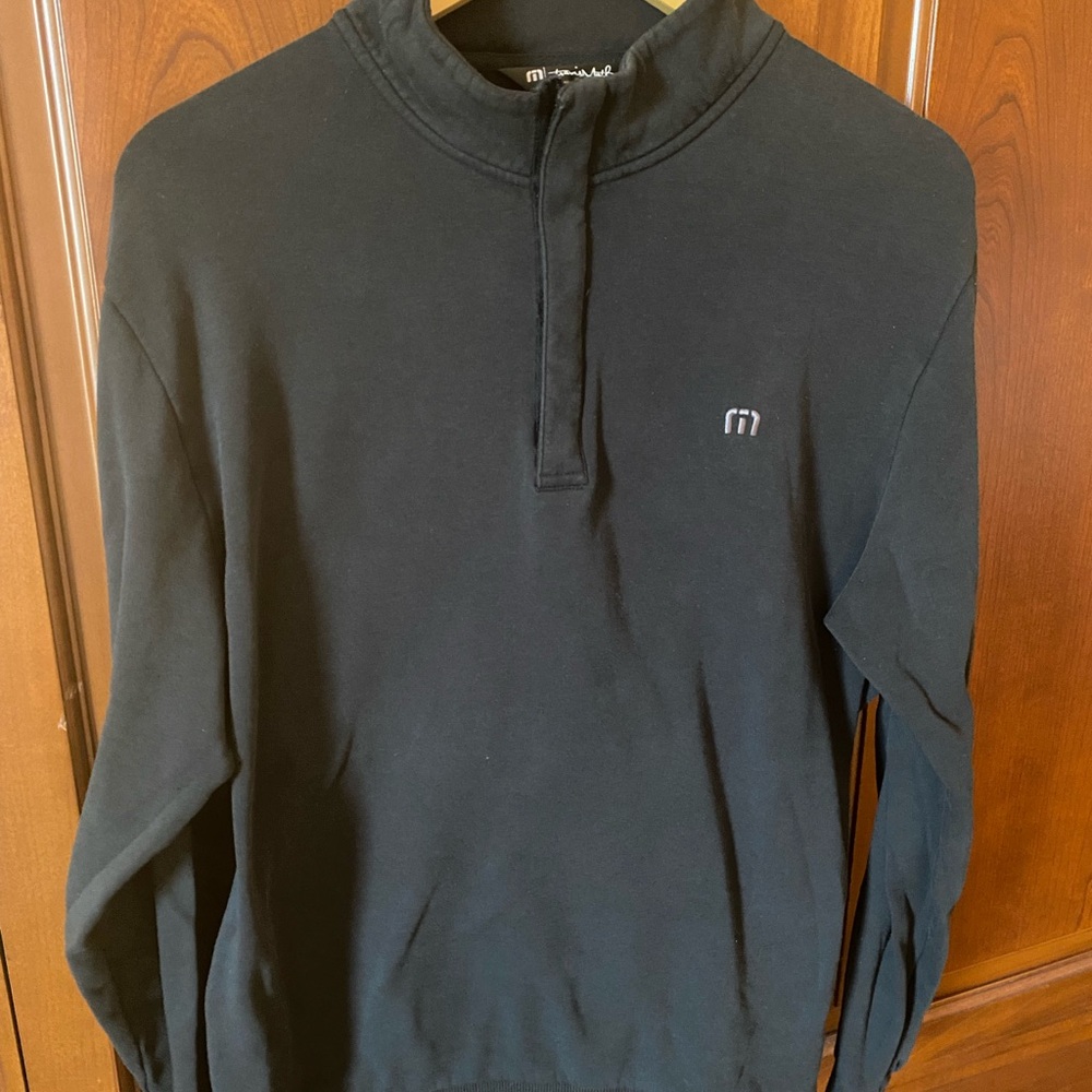 TRAVIS MATHEW Mens Black Quarter-Zip Sweatshirt LARGE